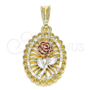 Gold Filled Pendant — Fancy Pendant Flower Design Polished Tricolor 05. — main product view — SKU 135194 | Oro Laminado dije — elegante Pendant flor diseño pulido Tricolor 05. — SKU 135194