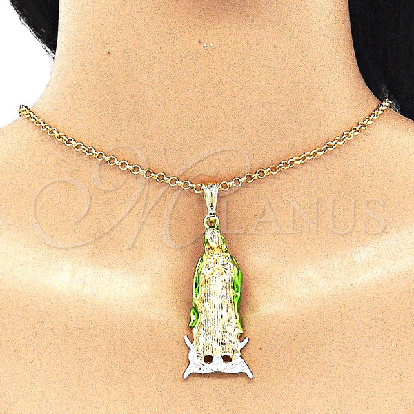 Gold Filled Pendant — Religious Pendant Guadalupe Design Polished Tricolor 05. — alternate product view — SKU 135201 | Oro Laminado dije — Religious Pendant Guadalupe diseño pulido Tricolor 05. — SKU 135201
