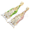 Oro Laminado Religious Pendant, Gold Filled Style Guadalupe Design, Polished, Tricolor, 05.351.0136.1