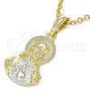 Oro Laminado Religious Pendant, Gold Filled Style Sagrado Corazon de Jesus Design, Polished, Tricolor, 05.351.0138
