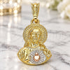 Oro Laminado Religious Pendant, Gold Filled Style Sagrado Corazon de Jesus Design, Polished, Tricolor, 05.351.0138