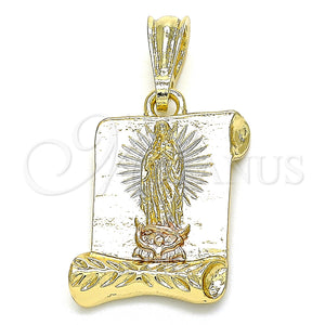 Gold Filled Pendant — Religious Pendant Guadalupe Design Polished Tricolor 05. — main product view — SKU 135205 | Oro Laminado dije — Religious Pendant Guadalupe diseño pulido Tricolor 05. — SKU 135205