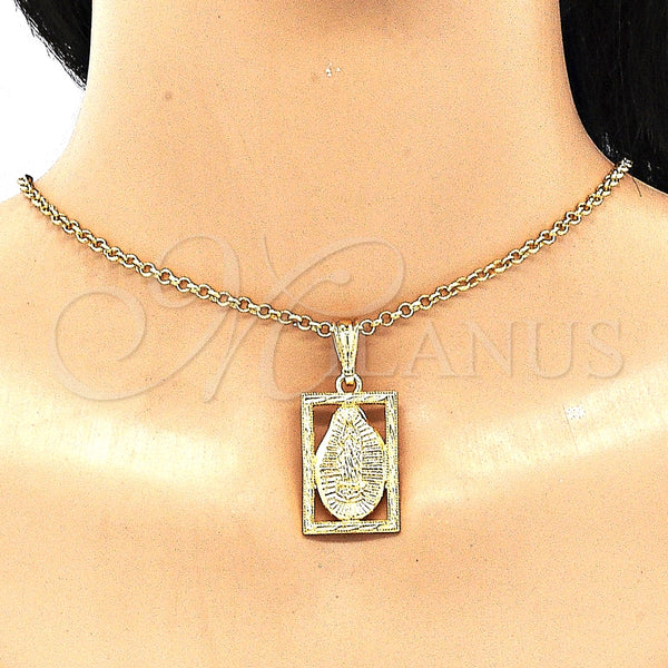 Gold Filled Pendant — Religious Pendant Guadalupe Design Polished 05. — alternate product view — SKU 135206 | Oro Laminado dije — Religious Pendant Guadalupe diseño pulido 05. — SKU 135206