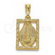 Oro Laminado Religious Pendant, Gold Filled Style Guadalupe Design, Polished, Golden Finish, 05.351.0140