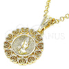 Oro Laminado Religious Pendant, Gold Filled Style Hand and Heart Design, Polished, Golden Finish, 05.351.0141