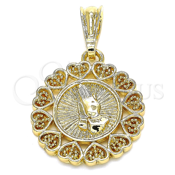 Gold Filled Pendant — Religious Pendant Hand and Heart Design Polished 05. — main product view — SKU 135208 | Oro Laminado dije — Religious Pendant Hand and corazón diseño pulido 05. — SKU 135208