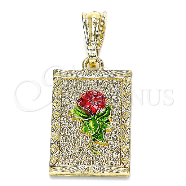Gold Filled Pendant — Fancy Pendant Flower Design Polished Tricolor 05. — main product view — SKU 135209 | Oro Laminado dije — elegante Pendant flor diseño pulido Tricolor 05. — SKU 135209