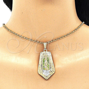 Gold Filled Pendant — Religious Pendant Guadalupe Design Polished Tricolor 05. — main product view — SKU 135213 | Oro Laminado dije — Religious Pendant Guadalupe diseño pulido Tricolor 05. — SKU 135213
