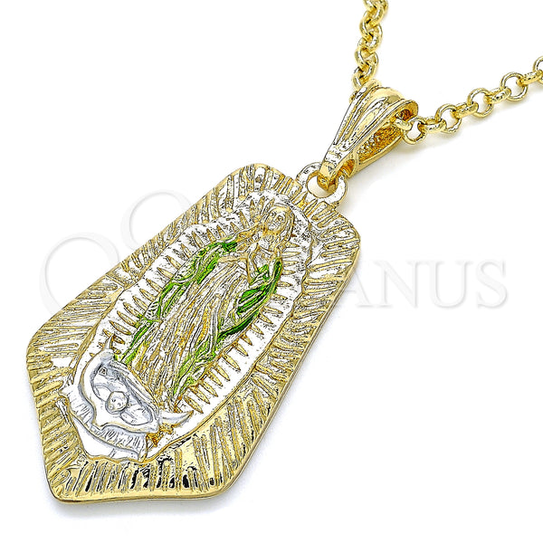 Gold Filled Pendant — Religious Pendant Guadalupe Design Polished Tricolor 05. — alternate product view — SKU 135213 | Oro Laminado dije — Religious Pendant Guadalupe diseño pulido Tricolor 05. — SKU 135213