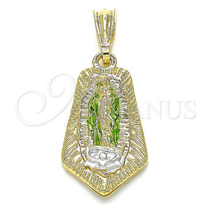 Gold Filled Pendant — Religious Pendant Guadalupe Design Polished Tricolor 05. — main product view — SKU 135214 | Oro Laminado dije — Religious Pendant Guadalupe diseño pulido Tricolor 05. — SKU 135214