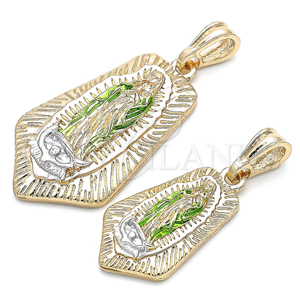 Gold Filled Pendant — Religious Pendant Guadalupe Design Polished Tricolor 05. — alternate product view — SKU 135214 | Oro Laminado dije — Religious Pendant Guadalupe diseño pulido Tricolor 05. — SKU 135214