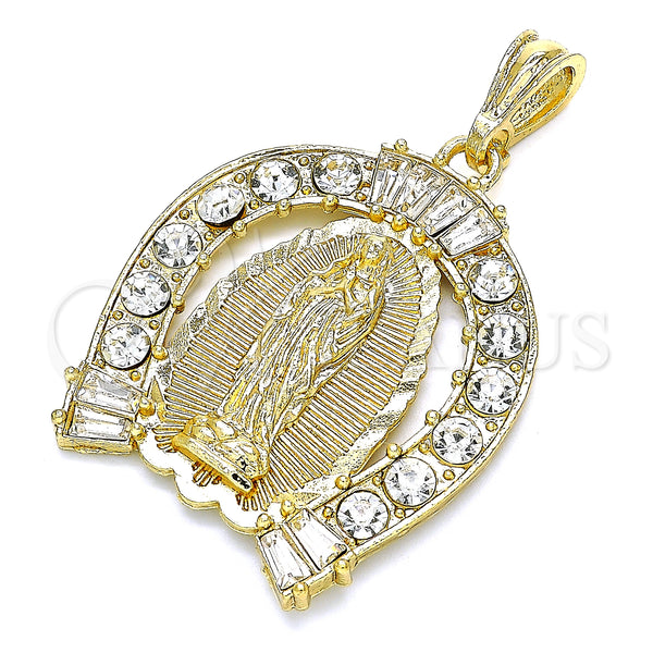 Gold Filled Pendant — Religious Pendant Guadalupe and Baguette Design with White — alternate product view — SKU 135221 | Oro Laminado dije — Religious Pendant Guadalupe and Baguette diseño with blanco — SKU 135221