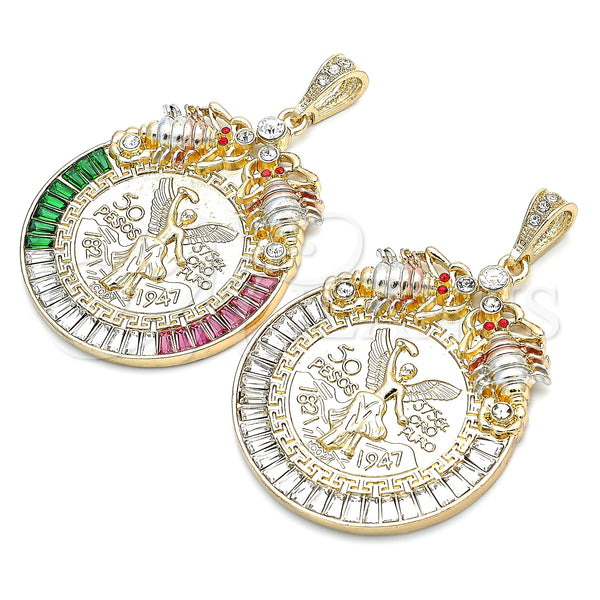 Gold Filled Pendant — Religious Pendant Centenario Coin and Scorpion Design with — alternate product view — SKU 135224 | Oro Laminado dije — Religious Pendant Centenario Coin and Scorpion diseño with — SKU 135224
