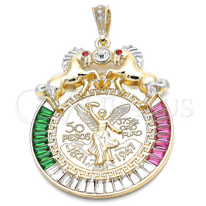Gold Filled Pendant — Religious Pendant Centenario Coin and Horse Design with — main product view — SKU 135226 | Oro Laminado dije — Religious Pendant Centenario Coin and Horse diseño with — SKU 135226
