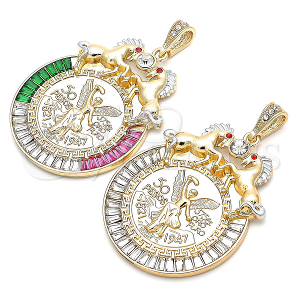 Gold Filled Pendant — Religious Pendant Centenario Coin and Horse Design with — alternate product view — SKU 135227 | Oro Laminado dije — Religious Pendant Centenario Coin and Horse diseño with — SKU 135227