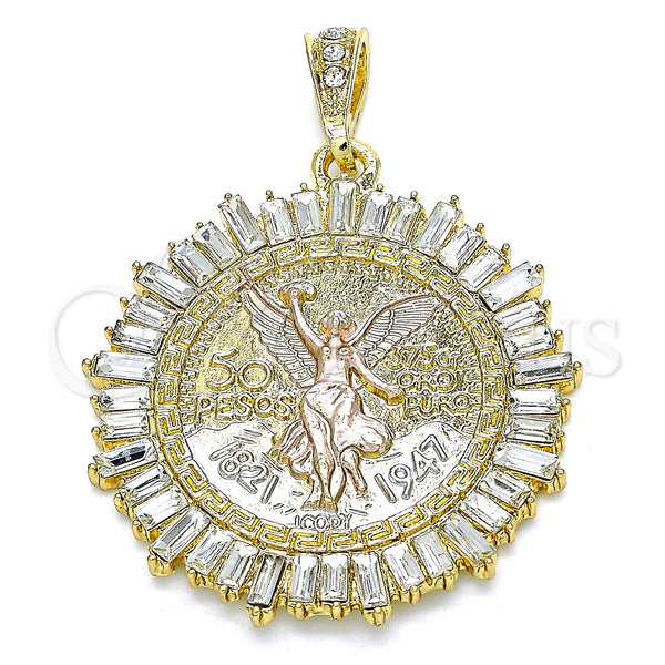 Gold Filled Pendant — Religious Pendant Centenario Coin and Angel Design with — main product view — SKU 135228 | Oro Laminado dije — Religious Pendant Centenario Coin and Angel diseño with — SKU 135228