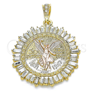 Gold Filled Pendant — Religious Pendant Centenario Coin and Angel Design with — main product view — SKU 135228 | Oro Laminado dije — Religious Pendant Centenario Coin and Angel diseño with — SKU 135228