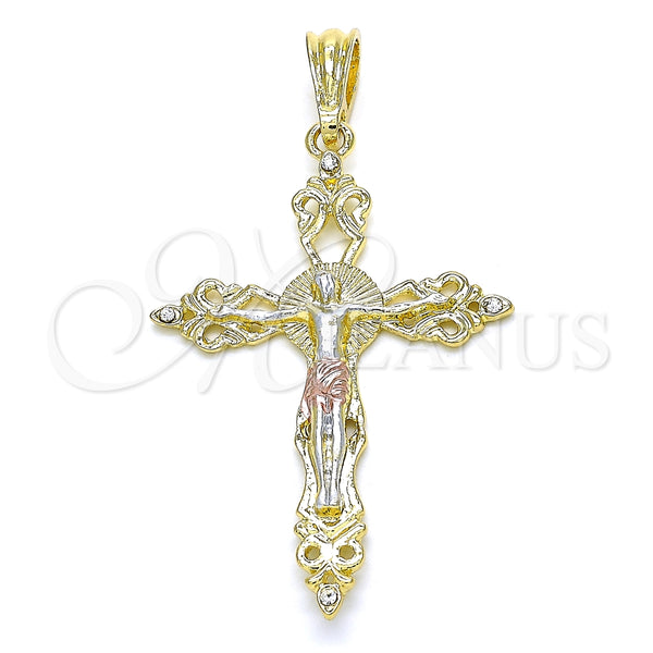 Gold Filled Pendant — Religious Pendant Crucifix Design with White Crystal Polished — main product view — SKU 135236 | Oro Laminado dije — Religious Pendant Crucifix diseño with cristal blanco pulido — SKU 135236