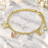 Oro Laminado Charm Bracelet, Gold Filled Style Butterfly Design, Diamond Cutting Finish, Tricolor, 03.351.0101.07 (03 MM Thickness, 7 Inches Length)
