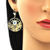 Oro Laminado Dangle Earring, Gold Filled Style Butterfly and Evil Eye Design, with White Mother of Pearl, Polished, Golden Finish, 02.351.0098