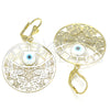 Oro Laminado Dangle Earring, Gold Filled Style Butterfly and Evil Eye Design, with White Mother of Pearl, Polished, Golden Finish, 02.351.0098