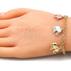 Oro Laminado Charm Bracelet, Gold Filled Style Elephant Design, Diamond Cutting Finish, Tricolor, 03.351.0104.07 (04 MM Thickness, 7 Inches Length)