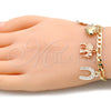 Oro Laminado Charm Bracelet, Gold Filled Style Heart and Elephant Design, Polished, Tricolor, 03.351.0105.08 (05 MM Thickness, 8 Inches Length)