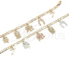 Oro Laminado Charm Bracelet, Gold Filled Style Owl and Elephant Design, Polished, Golden Finish, 03.351.0027.1.07 (05 MM Thickness, 7 Inches Length)