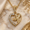 Oro Laminado Pendant Necklace, Gold Filled Style Heart and Angel Design, with White Crystal, Polished, Golden Finish, 04.351.0011.20 (02 MM Thickness, 20 Inches Length)