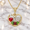 Oro Laminado Pendant Necklace, Gold Filled Style Heart and Flower Design, Polished, Tricolor, 04.351.0012.1.20 (02 MM Thickness, 20 Inches Length)