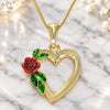 Oro Laminado Pendant Necklace, Gold Filled Style Heart and Flower Design, Polished, Tricolor, 04.351.0013.20 (02 MM Thickness, 20 Inches Length)