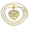 Oro Laminado Pendant Necklace, Gold Filled Style Heart and Flower Design, Polished, Golden Finish, 04.351.0014.2.20 (02 MM Thickness, 20 Inches Length)