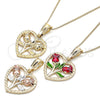 Oro Laminado Pendant Necklace, Gold Filled Style Heart and Flower Design, Polished, Golden Finish, 04.351.0014.2.20 (02 MM Thickness, 20 Inches Length)
