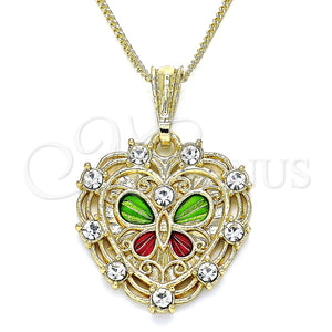 Gold Filled Necklace — Pendant Necklace Heart and Butterfly Design with White — main product view — SKU 135265 | Oro Laminado collar — Pendant Necklace corazón and Butterfly diseño with blanco — SKU 135265