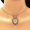 Oro Laminado Pendant Necklace, Gold Filled Style Heart and Butterfly Design, with Garnet Crystal, Polished, Golden Finish, 04.351.0015.1.20 (02 MM Thickness, 20 Inches Length)