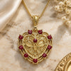 Oro Laminado Pendant Necklace, Gold Filled Style Heart and Butterfly Design, with Garnet Crystal, Polished, Golden Finish, 04.351.0015.1.20 (02 MM Thickness, 20 Inches Length)