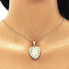 Oro Laminado Pendant Necklace, Gold Filled Style Heart and Guadalupe Design, Polished, Golden Finish, 04.351.0016.1.20 (02 MM Thickness, 20 Inches Length)