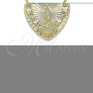 Gold Filled Necklace — Pendant Necklace Heart and Guadalupe Design Polished 04. — main product view — SKU 135268 | Oro Laminado collar — Pendant Necklace corazón and Guadalupe diseño pulido 04. — SKU 135268