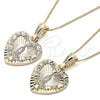 Oro Laminado Pendant Necklace, Gold Filled Style Heart and Guadalupe Design, Polished, Golden Finish, 04.351.0016.1.20 (02 MM Thickness, 20 Inches Length)