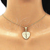 Oro Laminado Pendant Necklace, Gold Filled Style Heart and Love Design, Polished, Golden Finish, 04.351.0017.20 (02 MM Thickness, 20 Inches Length)