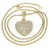 Oro Laminado Pendant Necklace, Gold Filled Style Heart and Love Design, Polished, Golden Finish, 04.351.0017.20 (02 MM Thickness, 20 Inches Length)