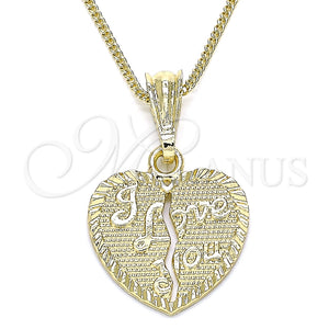 Gold Filled Necklace — Pendant Necklace Heart and Love Design Polished 04. — main product view — SKU 135269 | Oro Laminado collar — Pendant Necklace corazón and Love diseño pulido 04. — SKU 135269