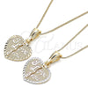 Oro Laminado Pendant Necklace, Gold Filled Style Heart and Love Design, Polished, Golden Finish, 04.351.0017.20 (02 MM Thickness, 20 Inches Length)