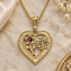 Oro Laminado Pendant Necklace, Gold Filled Style Heart and Flower Design, with Garnet Crystal, Polished, Golden Finish, 04.351.0018.1.20 (02 MM Thickness, 20 Inches Length)