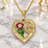 Oro Laminado Pendant Necklace, Gold Filled Style Heart and Flower Design, with White Crystal, Polished, Tricolor, 04.351.0018.2.20 (02 MM Thickness, 20 Inches Length)