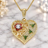 Oro Laminado Pendant Necklace, Gold Filled Style Heart and Dragon-Fly Design, with White Crystal, Polished, Tricolor, 04.351.0019.20 (02 MM Thickness, 20 Inches Length)
