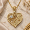 Oro Laminado Pendant Necklace, Gold Filled Style Heart and Dragon-Fly Design, with White Crystal, Polished, Golden Finish, 04.351.0019.2.20 (02 MM Thickness, 20 Inches Length)