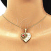 Oro Laminado Pendant Necklace, Gold Filled Style Heart and Dragon-Fly Design, with Garnet Crystal, Polished, Golden Finish, 04.351.0019.3.20 (02 MM Thickness, 20 Inches Length)