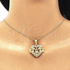 Oro Laminado Pendant Necklace, Gold Filled Style Heart and Elephant Design, with White Crystal, Polished, Golden Finish, 04.351.0020.1.20 (02 MM Thickness, 20 Inches Length)