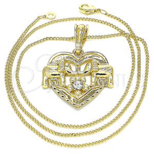 Gold Filled Necklace — Pendant Necklace Heart and Elephant Design with White — main product view — SKU 135279 | Oro Laminado collar — Pendant Necklace corazón and Elephant diseño with blanco — SKU 135279